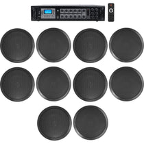 CC80T Black 10-Pack + RCS180-6 6-Zone 180W Amp Bundle