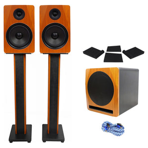 (2) Rockville APM8C 8" Studio Monitors+Active 10" Subwoofer+36" Stands+Pads