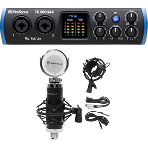 Presonus STUDIO 24C 2x2 USB-C Audio MIDI Recording Interface and Studio Microphone
