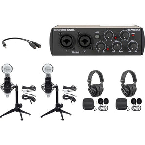 2-Person Podcast Podcasting Kit with AUDIOBOX+Headphones+Mics+Desk Stands