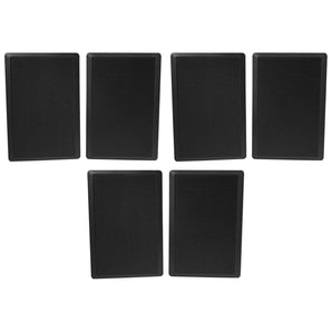 (6) Rockville RockSlim 70B Black 5.25" 70v Commercial Restaurant Wall Speakers