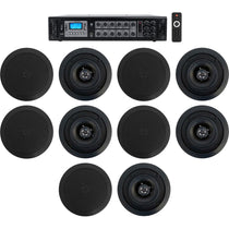 Home Audio System + (10) 5.25" Black Ceiling Speakers for Bedroom/Living Room/Bathroom