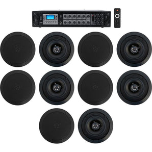 Home Audio System+(10) 5.25" Black Bedroom/Living Room/Bathroom Ceiling Speakers