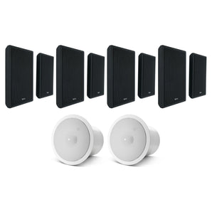 (8) Rockville ROCKSLIM BLACK 240w Slim Home Theater Wall Speakers+JBL Subwoofers