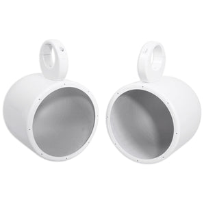 Pair Rockville MAC80W 7.7” White Aluminum Wakeboard Tower Speaker Pods
 and Covers