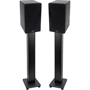 Pair Rockville RockShelf 64B Black 6.5" Home Bookshelf Speakers + 36" Stands