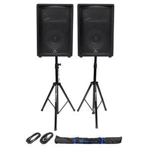2 JBL JRX212 1000 Watt 12" DJ PA Speakers Monitors+ 2)Stands+2)Cables+Carry Case