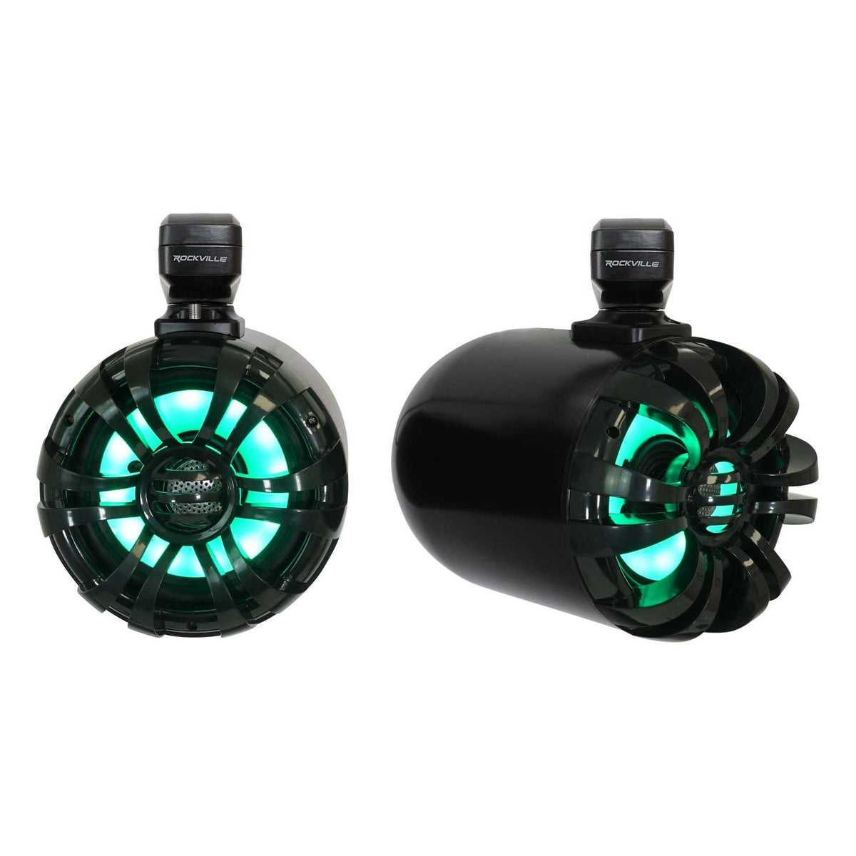KMC5 Marine Bluetooth Receiver+Remote+(2) 6.5" Black LED Tower Speakers