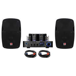 Rockville BluTube LED Tube Amplifier Amp Home Bluetooth Receiver+(2) 8" Speakers