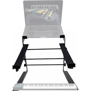 Rockville Dual Shelf Laptop+Controller Stand for Alesis V61 Keyboard