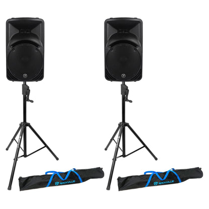 (2) SRM450V3 1000W 12in PA Speaker Bundle with Crank-Up Stands
