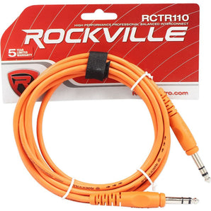 12 Rockville 10' 1/4'' TRS to 1/4'' TRS Cable 100% Copper (6 Colors x 2 of Each)