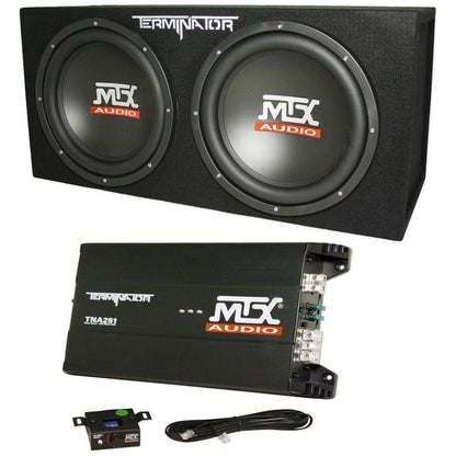 MTX Terminator TNP212D2 Dual 12" Sub Box + NPB3 Bluetooth Boombox Bundle