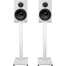RockShelf 64W White 6.5" Home Bookshelf Speakers w/29" Stands