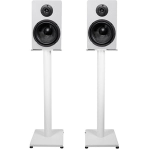 Pair Rockville RockShelf 64W White 6.5" Home Bookshelf Speakers w/29" Stands