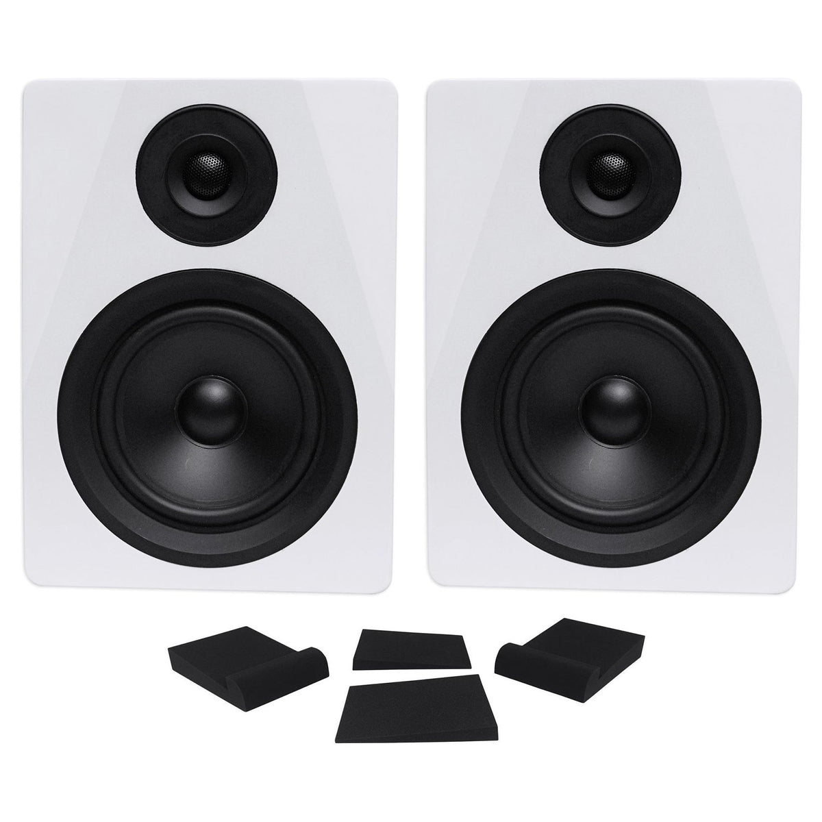 (2) DPM5W Dual Powered 5.25" 300W Active Recording Studio Monitors + Pads