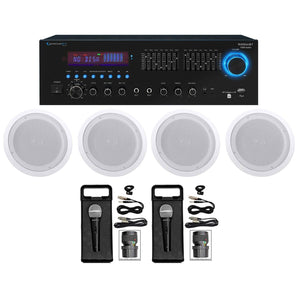 Technical Pro Home Karaoke Machine System w/ Bluetooth+(4) 8" Ceiling Speakers