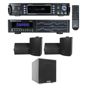 Rockville Home Theater Bluetooth Receiver+EQ+ (4) Speakers + 8" Subwoofer Sub