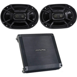 Alpine BBX-T600 300w 2 Channel Car Amplifier Amp+(2) 6x9" Polk Audio Speakers