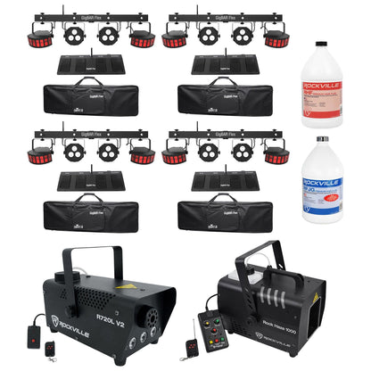 (4) GigBAR Flex Lighting Systems + Haze Machine + Fog Machine + Fluids