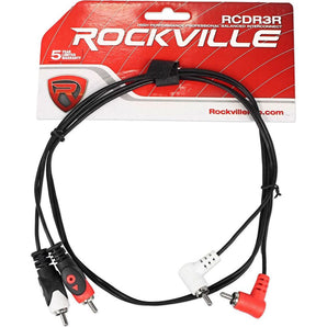 Rockville RCDR3R 3' Dual Mono Right Angle RCA to Straight RCA Cable 100% Copper