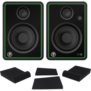 (2) Mackie CR4-X 4" Reference Multimedia Studio Monitor Speakers+Isolation Pads