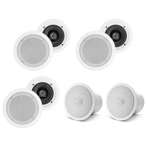 (6) HC55 5.25" 300 Watt White In-Ceiling Home Theater Speakers+JBL Subwoofers