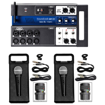 Ui12 12-Input Digital Mixer Bundle with Wifi, App Control, Recording, Mics & Cables