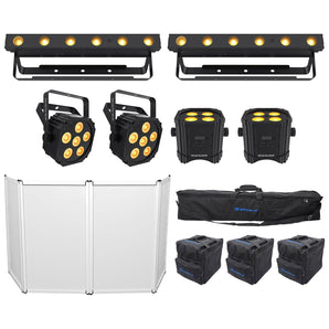 (2) Chauvet DJ Ezlink Strip Q6 BT+(2) Par Q6+(2) Par Q4 Wash Lights+Bags+Facade