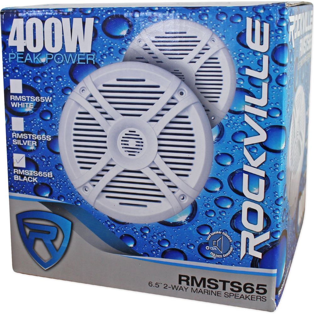 2) RMSTS65B 6.5" 800w Marine Boat Speakers+2) Wakeboards+Amp+Wire Kit