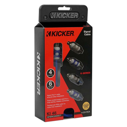 KICKER 46KI46 18 ft. 4-Channel RCA Cable 6 Meter