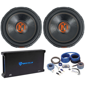 2 Memphis Audio MJP1522 15" 1500 Watt MOJO Car Subwoofers+Mono Amplifier+Amp Kit