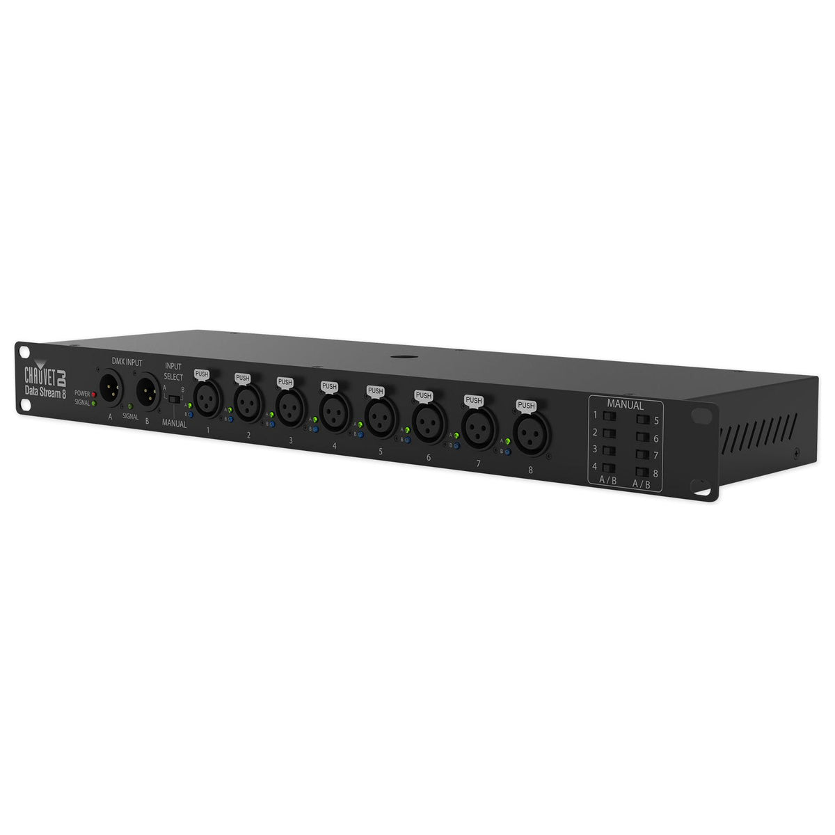 Chauvet Data Stream 8 DMX Splitter To Distribute+Boost Signals, 2-Ins, 8-Outputs