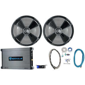2) SoundStream MSW.102 10" 600 Watt Marine/Boat/UTV Subwoofers+Amplifier+Amp Kit