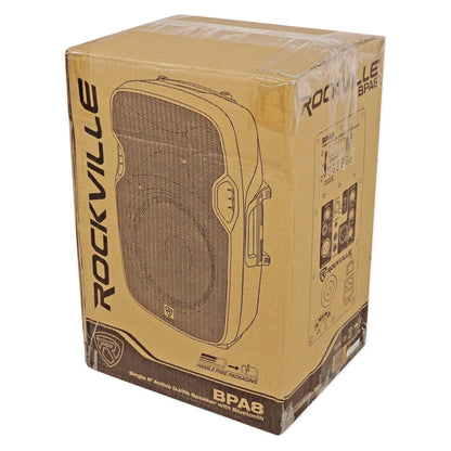 (2) BPA8 8" Powered 300W DJ PA Speakers w/Bluetooth+LED Stands+Cables