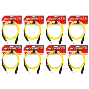 8 Rockville RCXMB6-Y Yellow 6' Male REAN XLR to 1/4'' TRS Balanced Cables