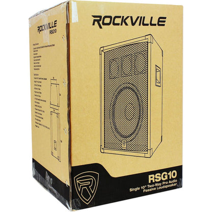 (2) RSG10 10" PA Speakers + AX1200 1200W Amplifier + Stands + Cables