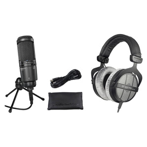 Audio Technica AT2020USB+ Gaming Twitch Mic+Beyerdynamic DT-990 Headphones
