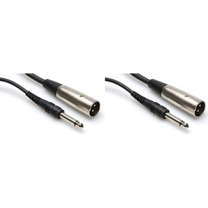 Pair (2) Hosa PXM-105 Mono 1/4" TS to Male XLR 5 Feet Cables Unbalanced