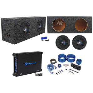 2) Rockville K5 W10K5S4 10" 1200w Subwoofers+Sealed Sub Box+Mono Amplifier+Wires