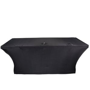 ProX X-ST4BL Black 4' Open Back Spandex Table Stain+Wrinkle Proof Cover/Scrim