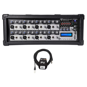 Rockville RPM85 2400w Powered 8-Ch Mixer, 5 Band EQ, FX/Bluetooth + Peavey Cable