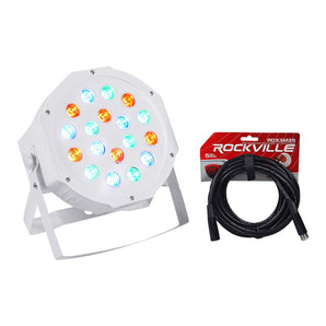 Rockville RockPAR50 WHT LED RGB Compact Par Can DJ/Club DMX Wash Light+Cable