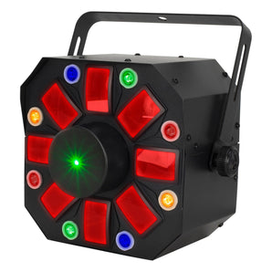 Eliminator Furious Three RG 3-FX-In-1 LED DMX Moonflower/Wash/Laser Effect Light