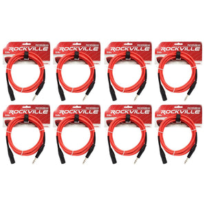 8 Rockville RCXMB10-R Red 10' Male REAN XLR to 1/4'' TRS Balanced Cables