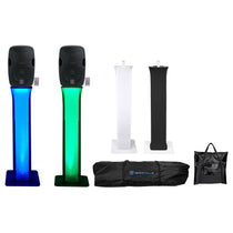 (2) BPA10 10" Powered Active 400w DJ Speakers w Bluetooth+Totem Stands