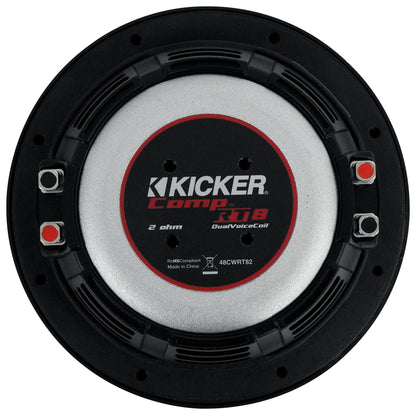 KICKER 48CWRT82 CompRT 600w Shallow Slim 8" Subwoofer DVC 2-ohm Car Sub COMPRT8