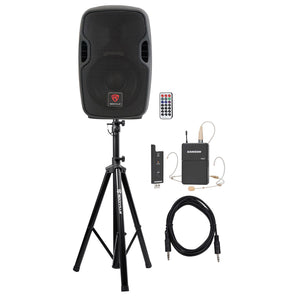 Rockville BPA 8" Bluetooth Speaker System+Headset Mic For Speeches Presentations