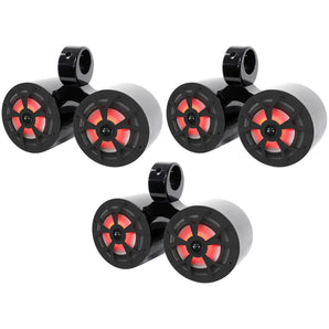 3 Rockville RKL65MBW Dual 6.5" Marine Wakeboard LED Speakers+2) Color Grilles