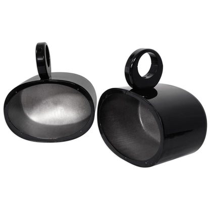 (4) MAC69B 6x9" Black Aluminum Wakeboard Tower Speaker Pods+Covers